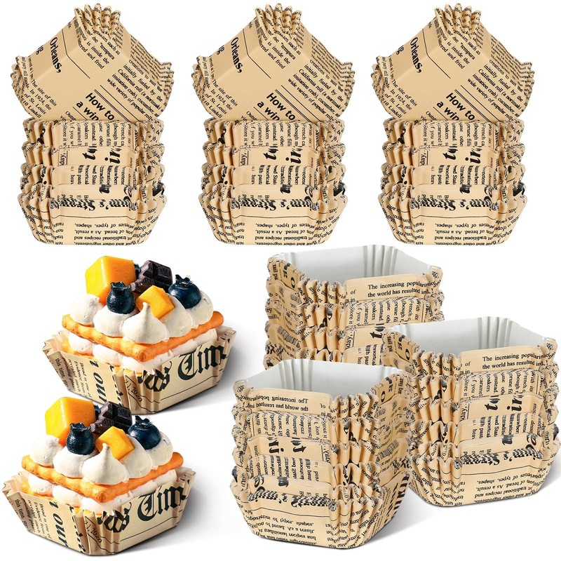 Square Cupcake Liners Dessert Paper Baking Cups Retro 2.36 Inch 300 PCS