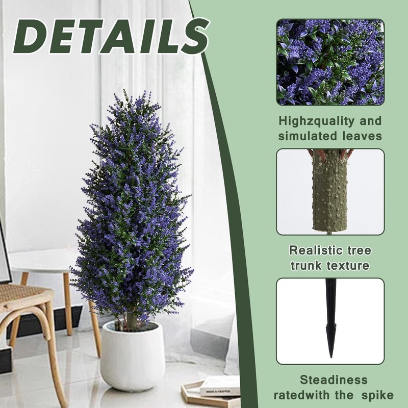 Mgwill 3Ft Artificial Lavender Topiary Tree Set Of 2 Artificial Shrubs Fake gallery