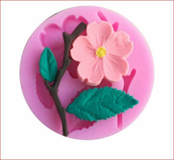 Flower Stem Leaves Silicone Mold 2″H Candy Fondant Chocolate Resin Crafts Small