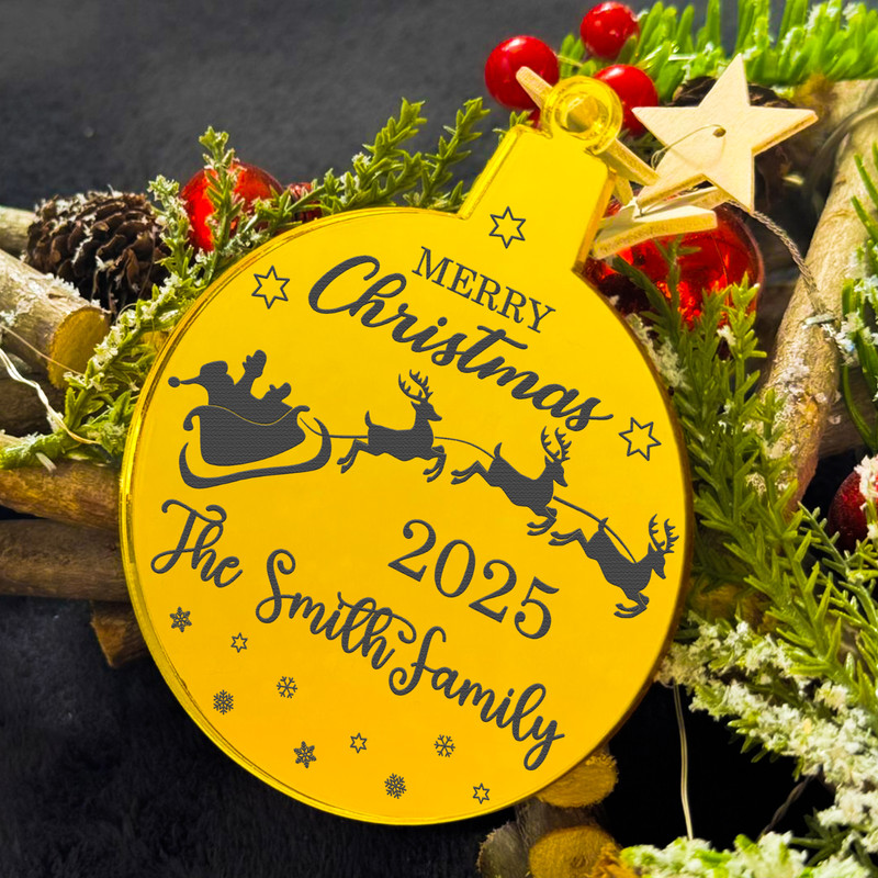 PERSONALISED Family Christmas as MR & MRS Bauble Ornament Custom Acrylic 3mm gallery