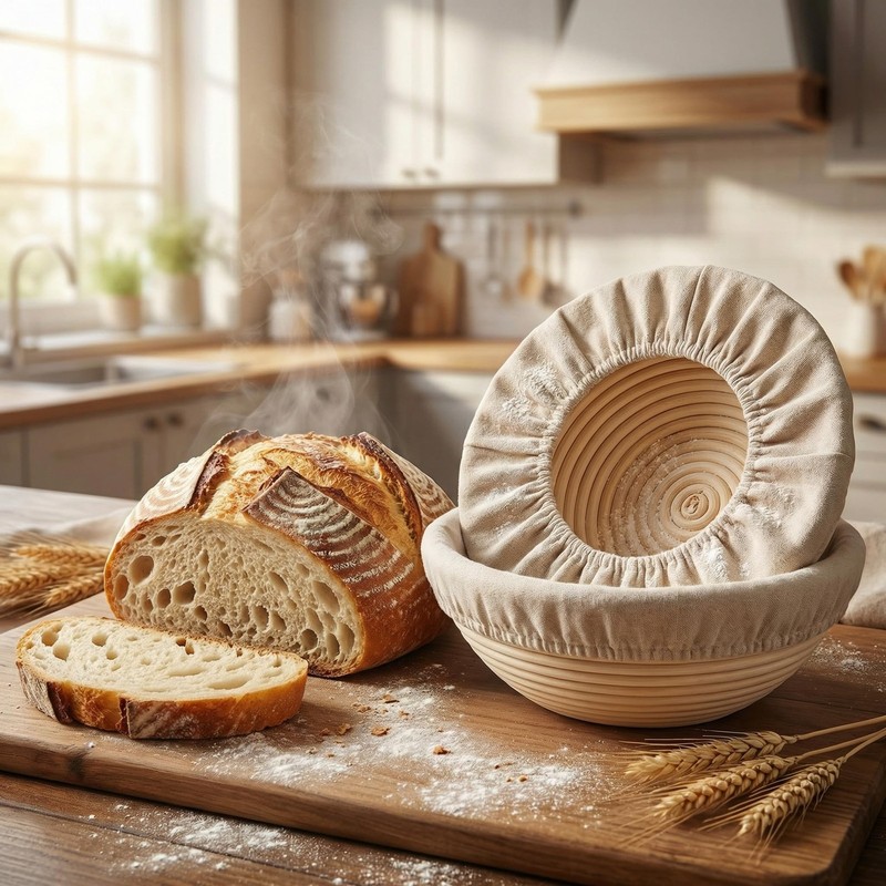 8 PCS Bread Proofing Basket Cloth Liner (3 Round & 3 Oval) & 2 Sourdough Star... gallery