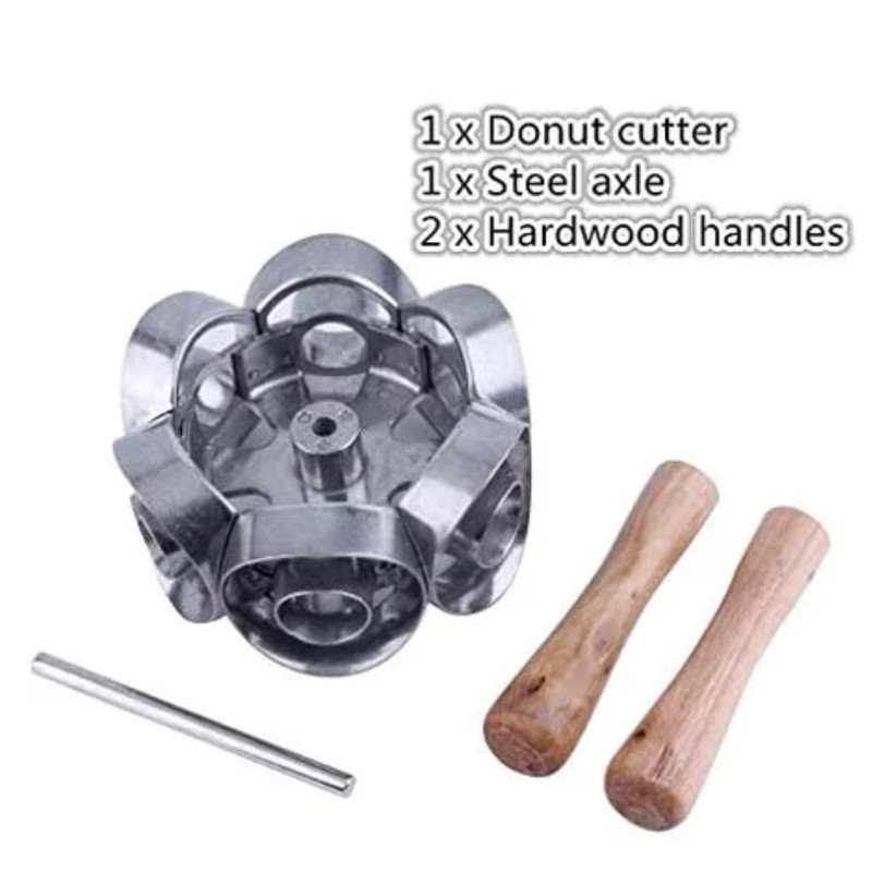 6 Cuts Donut Cutter Roller Steel Revolving Pastry Dough Metal Mold gallery