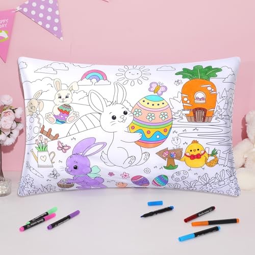 Mindsoft Coloring Craft Coloring Pillowcase Pillowcase with 12 Pcs Easter Bunny gallery