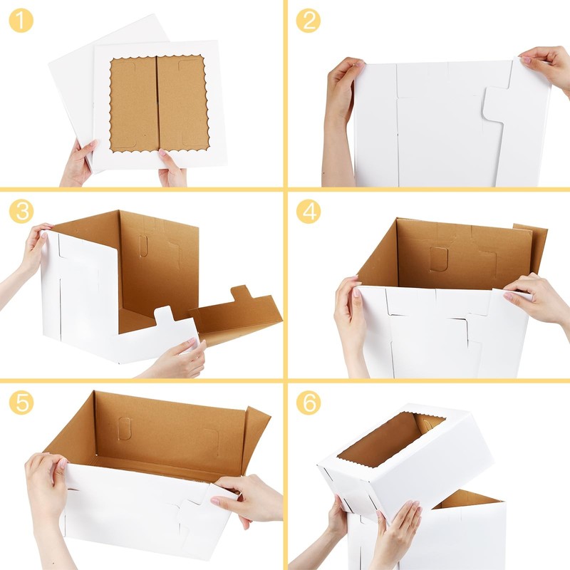 Tall Cake Box Tiered Container Windows Cake Boards 12x12x12 Inch 6 PCS gallery