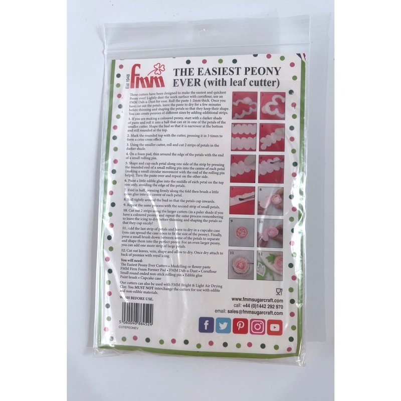 FMM Easiest Peony Ever Cutter Set w Leaf Cutter Sugarcraft Fondant Flower Tool gallery