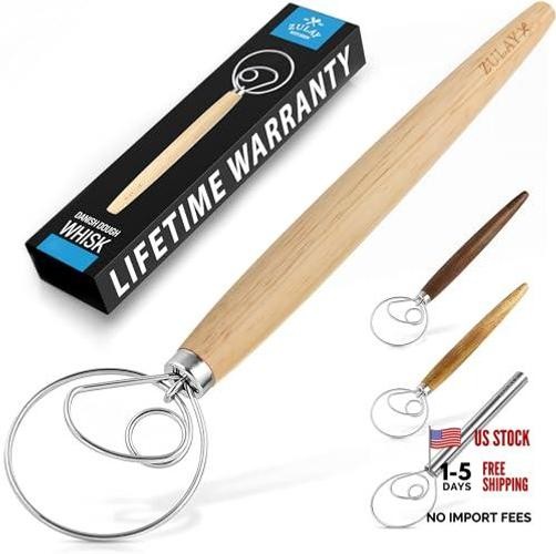 3-Inch Danish Dough Whisk – Stainless Steel Wooden Whisk 1 Rubberwood | Single