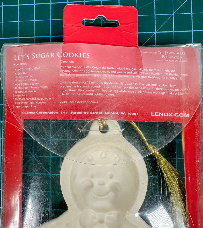 Lenox Cookie Press Small Ceramic White Gingerbread Novelty Tassel Included NOS gallery