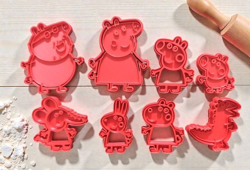 Peppa Pig Cookie Cutter Set of 8 Characters 3D Printed Fondant Biscuit Mold