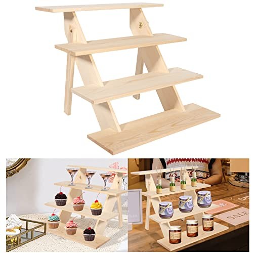 ZYP 4 Tier Wood Cupcake Display Stand Tool Free Retail Cookie Display Nature gallery
