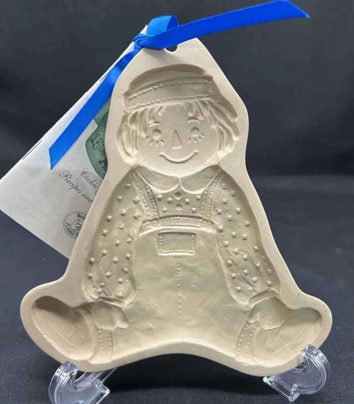 Vintage BROWN BAG Cookie Art Mold BOY DOLL New Retired Stock with Book 1986