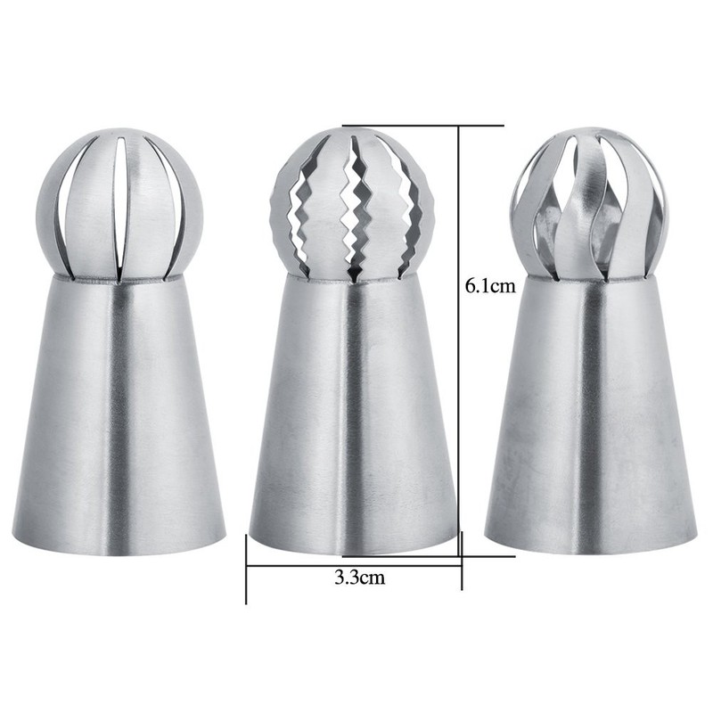 Russian Piping Tips Set, 3 Pcs Stainless Steel Icing Flower Silver gallery