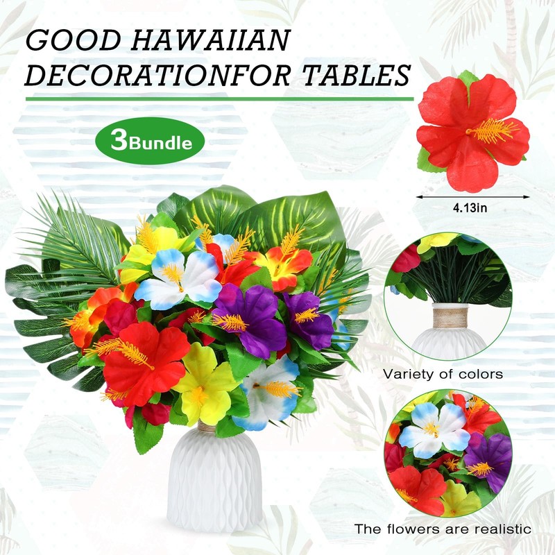 Hotop 12 Pcs Hawaiian Flower Centerpieces For Tables Artificial Palm Leaves gallery