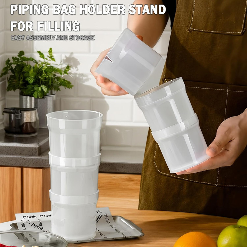 Pastry Piping Bag Holder Stand for Filling, Translucent Clear Plastic Cream Icin gallery