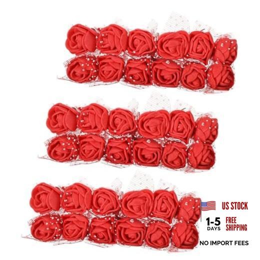 144 Pcs Red Roses Buds 1.8 inch Mini Paper Flowers Mini Artificial Rose Flower