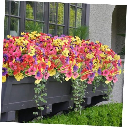 16 Bundles Spring Artificial Flowers for Outdoors UV Resistant A – Mix Colors
