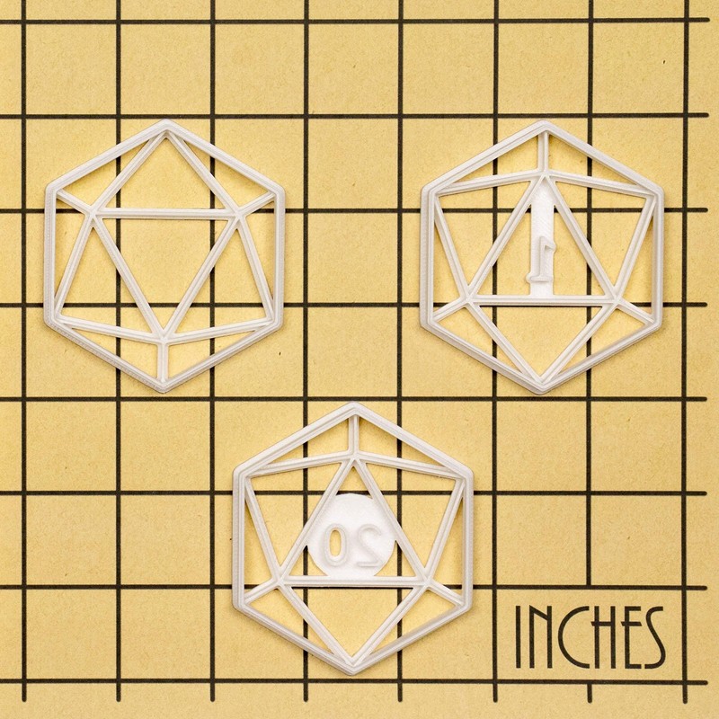 Set of 3 Cookie Cutters Designs Icosahedron, Natural 1, Natural 20, 3 pieces ... gallery