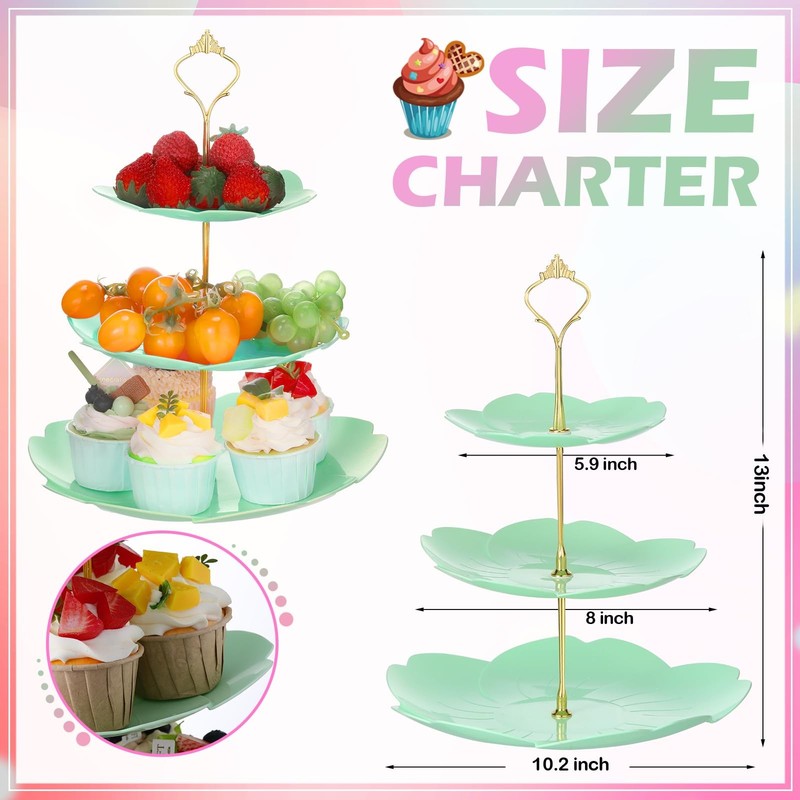 3 Sets Tea Party Decorations of 3 Tier Wedding Plastic Dessert Table Display ... gallery