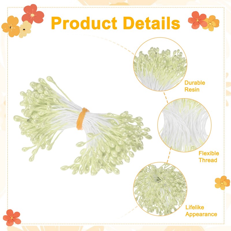 600-Pack 5mm Artificial Pearl Flower Stamens for DIY Crafts[Light Yellow] gallery