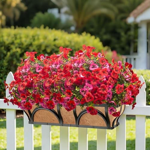 Grunyia Fake Pansy Flowers 16Pcs Artificial Silk Flowers UV Resistant Red+pink gallery