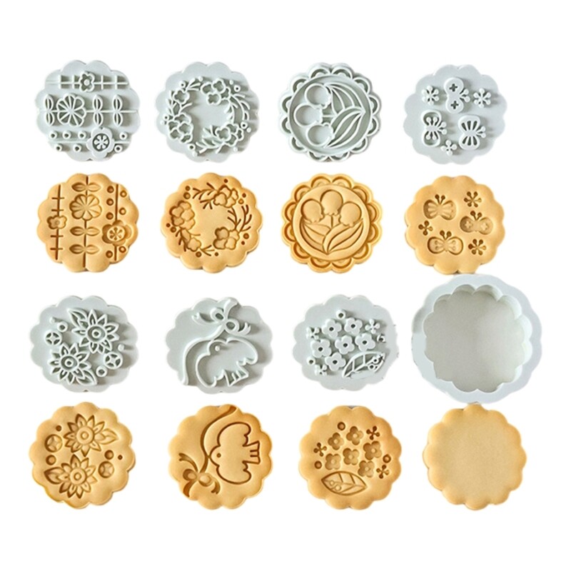 Set of 8 Flower Shape Cookie Molds Dessert Baking Moulds Biscuit Moulds gallery