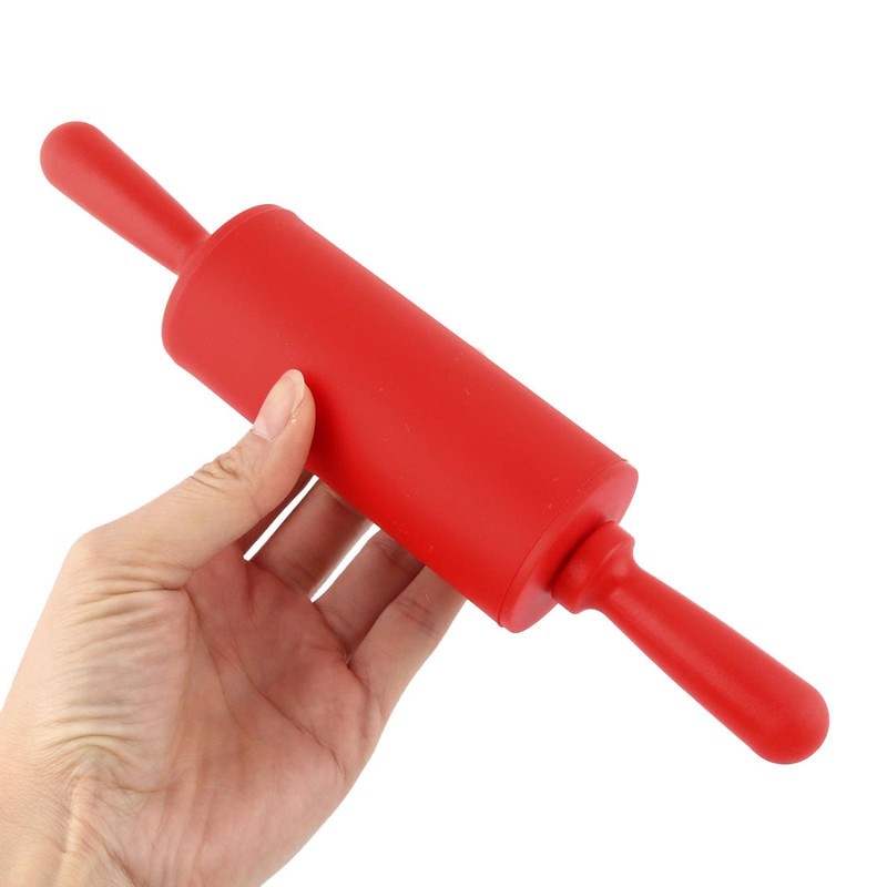 Restaurant Silicone Surface Dumpling Pastry Making Tool Dough Rolling Pin Red gallery