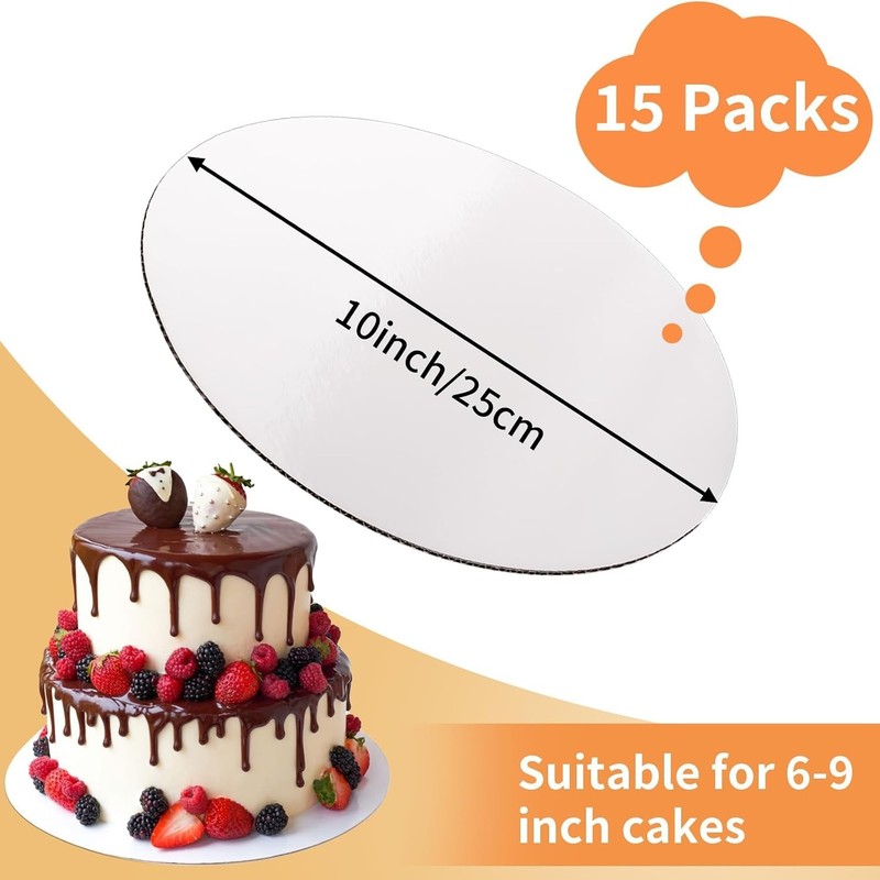 15PCS 10-Inch Round Cake Boards - Safe, Sturdy & Stylish for Every Occasion gallery