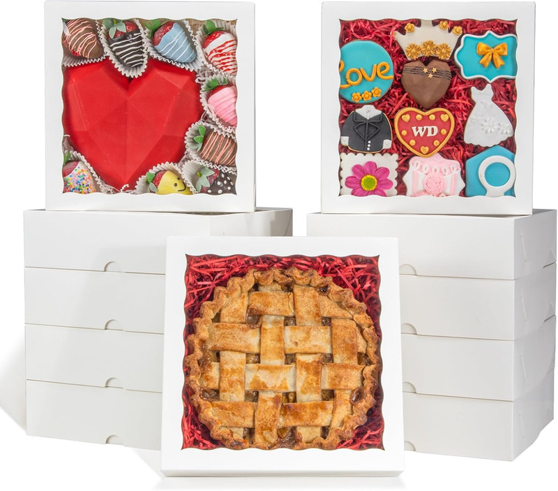 50Pcs 9X9X2.5 Inches Pie Boxes Chocolate Covered Strawberries Boxes Cookies Boxe