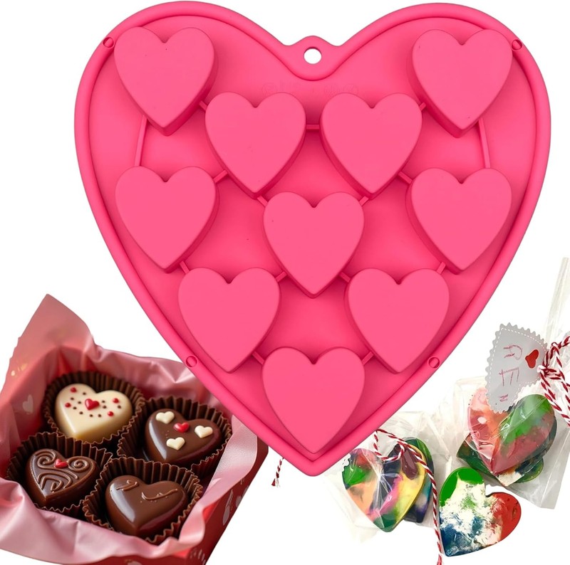 Heart Shaped Cake Pans Heart Silicone Mold Baking Large 2 Inches Molds 10