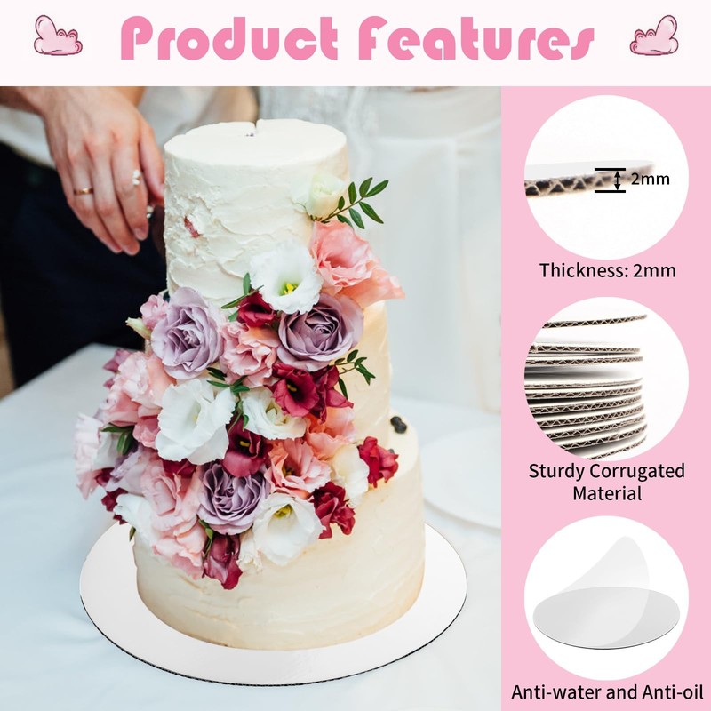 20 Pcs 6-inch Round White Cake Boards Cardboard Cake Base for DIY Display gallery