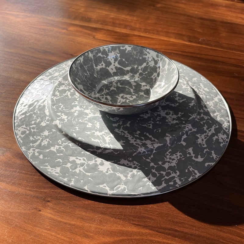Golden Rabbit Enamelware Cake Stand Grey Swirl gallery