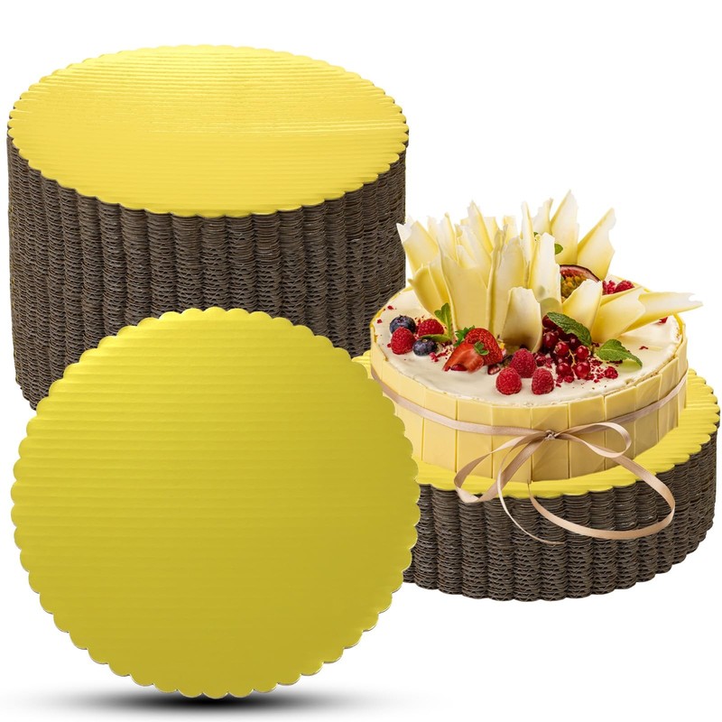 50 Pack Gold Cake Boards 12 Inch Round Cardboard Cake Base
