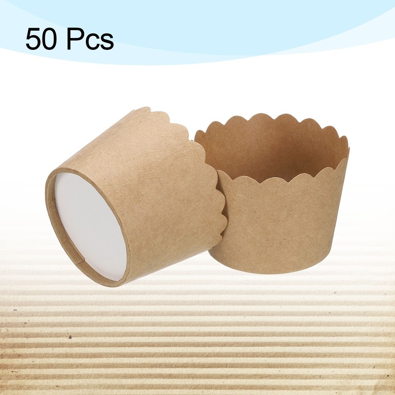 100Pcs Paper Baking Cups Small Brown Kraft Paper Muffins Liner Cupcake gallery