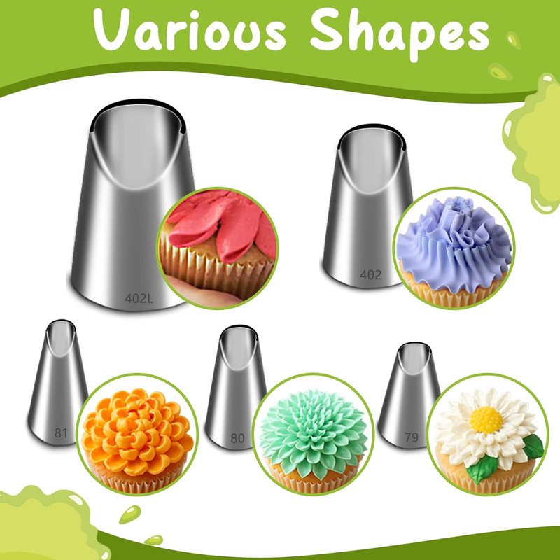 Rose Flower Piping Tips Set Chrysanthemum Nozzles Crinkle Cream Laminating Nozzl gallery