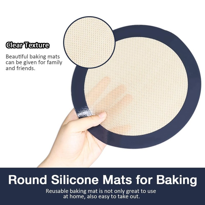 Eolilim 3PC Round Silicone Baking Mats, 8 inch Mats for 8 Inch, Gray gallery