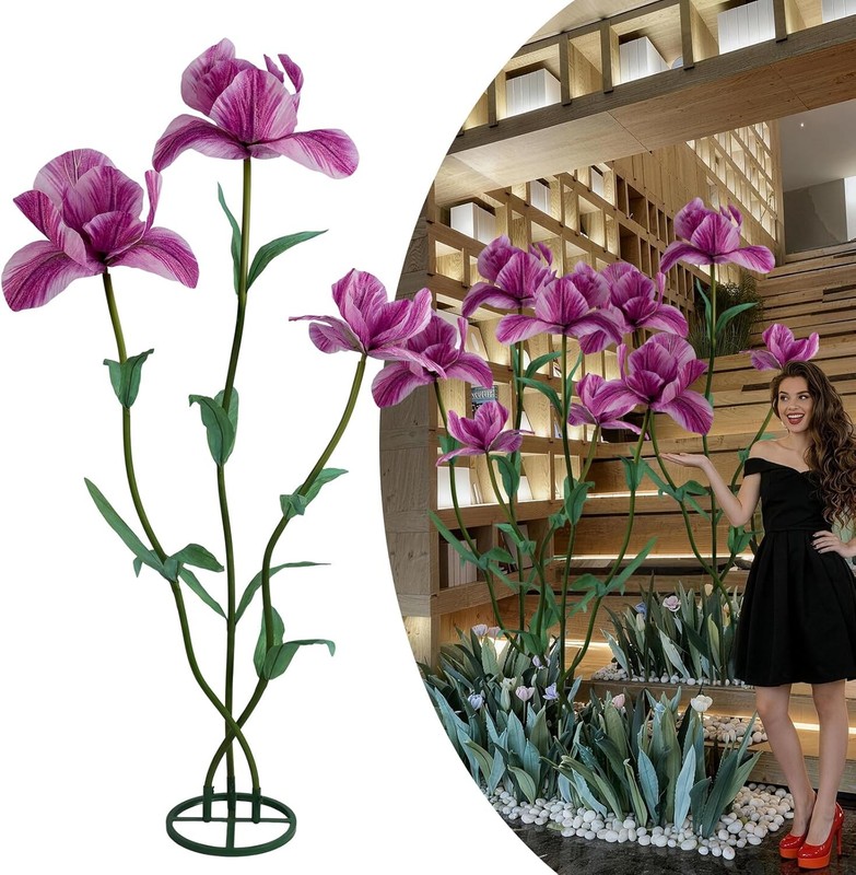 Giant Artificial Flower 3PCS 3D Realistic Waterproof Fake Flowers Durable