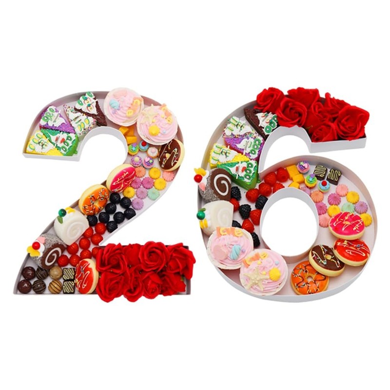 15.2 Inch Fillable Charcuterie Cardboard Number 26 Paper Mache Decoration Box