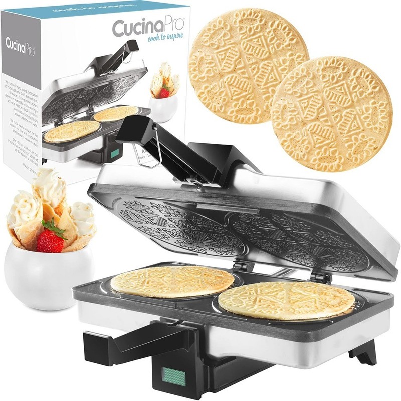 Non-Stick Krumkake Baker Makes 2 Cookies Cannoli Cone Maker Kitchen Gift