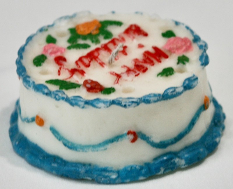 Happy Birthday 3-D Decorated Cake Candle Candleholder 4" Diameter x 1.5" High gallery