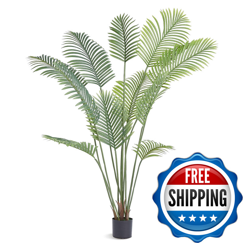 Vevor Artificial Palm Tree 6 Ft Tall Faux Plant Secure Pe Material Anti-Tip