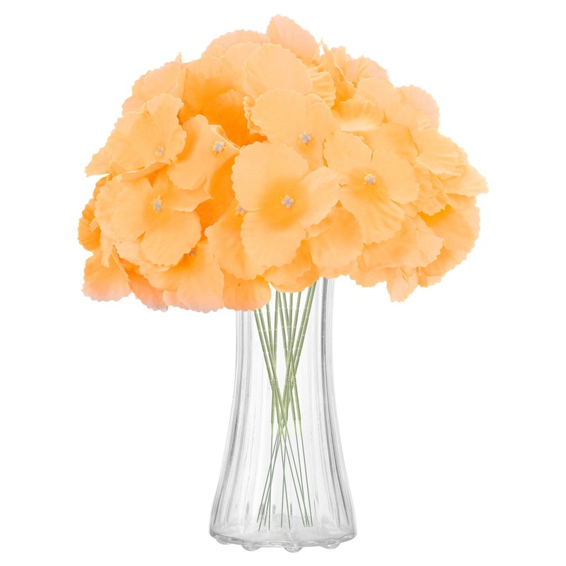 10pcs Artificial Hydrangea Flowers 16″ Silk Faux Hydrangea Flower, Orange