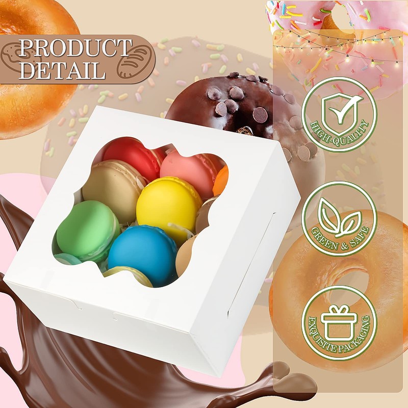 65PCS White Bakery Boxes, 6x6x3 Inches, 5 Style, Window, Cookie, Pastry gallery