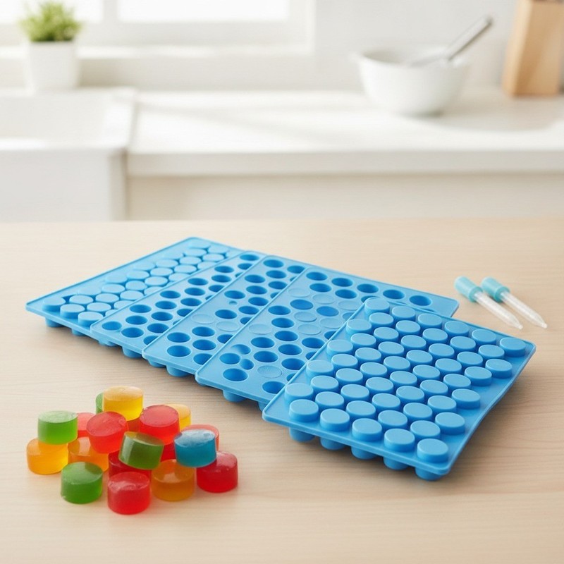 Silicone Round Candy Molds 4 Pack for Hard Candy, Gummy, Caramels, Chocolate