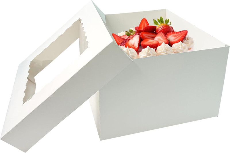 10 Pcs Cake Boxes,12X12X8 Inches White Bakery Boxe with Window,Tall Dessert Boxe gallery