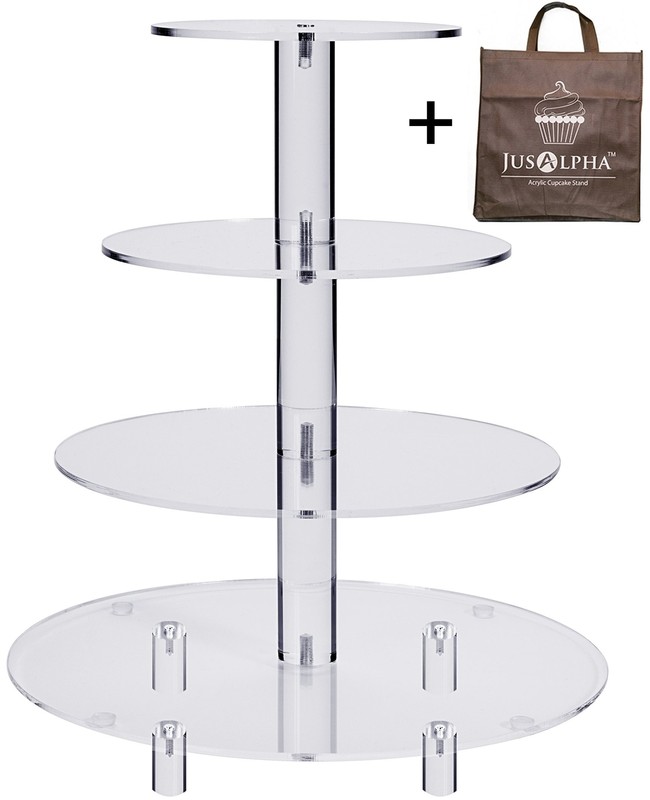 Jusalpha® Large 4 Tier Acrylic Glass Round Cake Stand Cupcake Stand Tea Party...