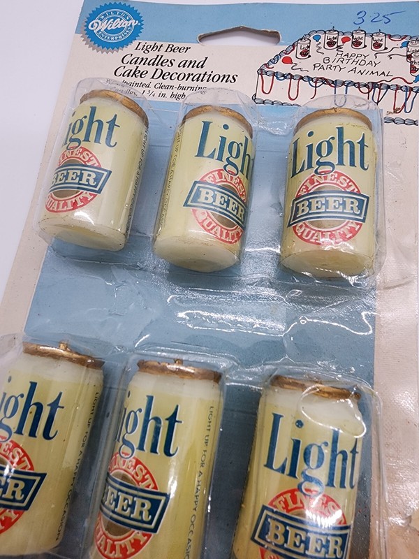 Cake Topper Lot Beer Bottle Vintage LIGHT beer And Champagne Decorative Candles gallery