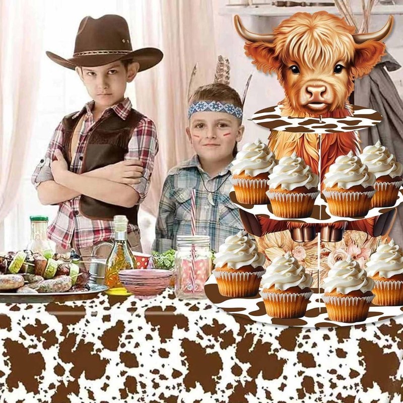 Highland Cow Cupcake Stand - 3 Tiered Dessert Cake Table Display for Boy or G... gallery