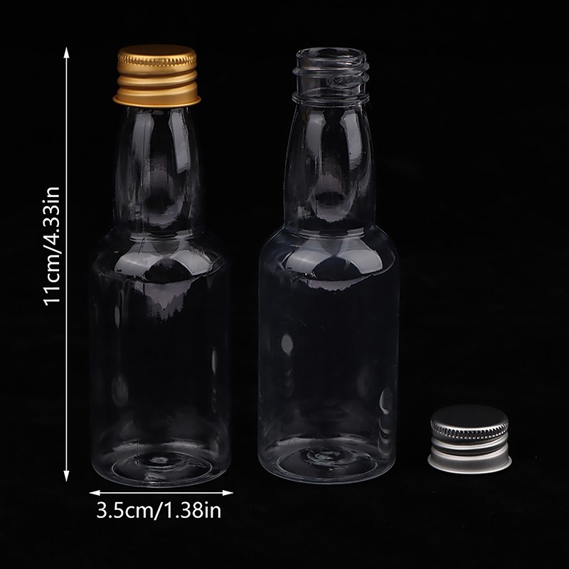 10Pcs 50ml Clear PET Refillable Small Wine Bottles With Leak Proof Screw Lid gallery