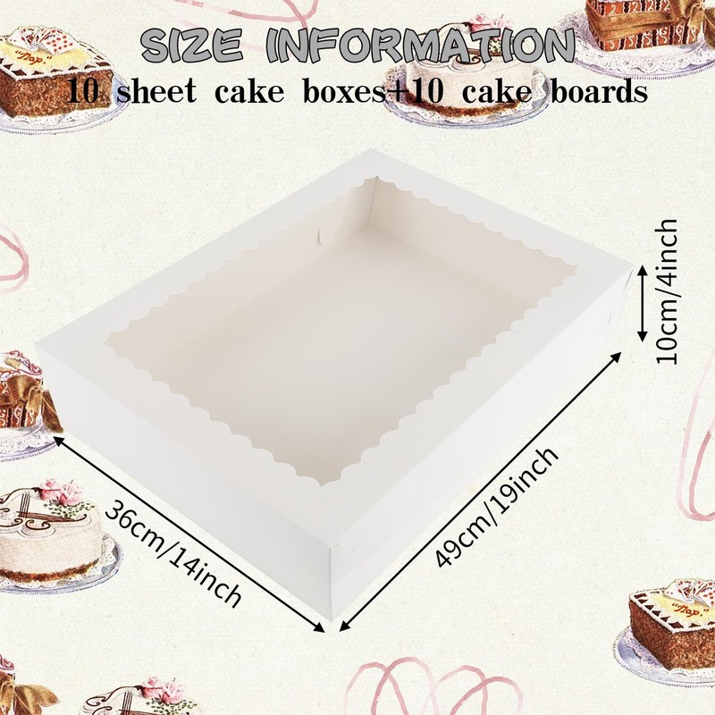 10 Sets 19x14x4in Rectangle Cake Boxes with Boards, White Large Bakery Boxes ... gallery