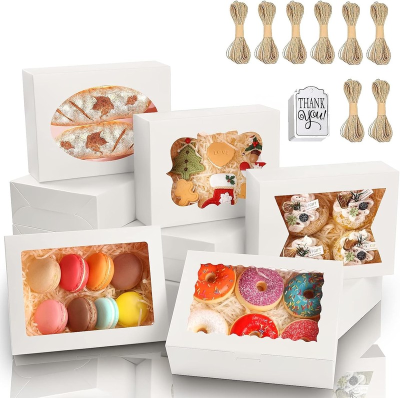 65 PCS 8x6x2.5 Inch Cookie Boxes with Window White Bakery Boxes Pastry Boxes …