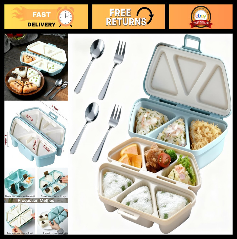 6-in-1 Onigiri Mold Set – Triangle Rice Ball Maker & Sushi Press Kit for DIY Lun